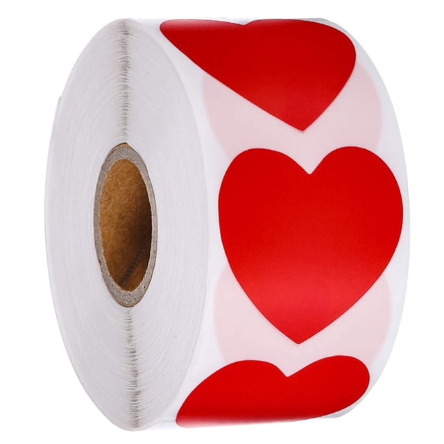 TIMIFIS500 Pcs Rouleaux d'Autocollants Cœurs Rouges, 1 Pouces Autocollants de la Saint-Valentin Étiquettes d'Amour pour Enveloppes Autocollants Décoratifs pour Cadeaux de Fête de Mariage et d'Anniversaire