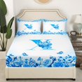 thumbnail image 3 of Erosebridal Floral Initial Bed Sheets Set Queen Size,Flower Butterfly Bedding Queen Size,Teens Bedroom Decor,Ultra Soft,4 Pieces, 3 of 7