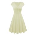 thumbnail image 1 of Robes pour Femmes 2024 Été Surdimensionnée Décontractée Couleur Décontractée Manches Courtes Col en V Robe Ample Rabais de 50 % Liquidation!, 1 of 3