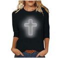 thumbnail image 2 of EGNMCR Easter T-Shirt Imprimé Femmes T-Shirts Graphiques Femmes Chemises Mode Femme Décontracté Noël Imprimé Col Rond Blouse Imprimée T-Shirt Manches 3/4 T-Shirt Blouses T-Shirts Femmes, 2 of 4