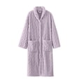thumbnail image 1 of ManxiVoo Womens Robe Long Bathrobe Cozy Warm Shawl Collar Spa Robe Textured Housecoat Loungewear M Size Purple, 1 of 7