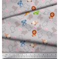 thumbnail image 2 of Soimoi Poly Georgette Fabric Floral & Cute Animals Cartoon Print Fabric by The Yard 42 Inch Wide, 2 of 3
