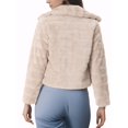 thumbnail image 3 of INSPIRE CHIC Women's Faux Fur Turn Down Collar Open Front Cropped Fluffy Jacket L Light Khaki, 3 of 6