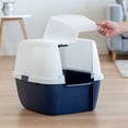thumbnail image 3 of IRIS USA Jumbo Hooded Cat Litter Box with Scoop Navy, 3 of 5