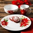 thumbnail image 2 of Gibson Holiday Poinsettia 12 Piece Dinnerware Set, Fine Ceramic, 2 of 6