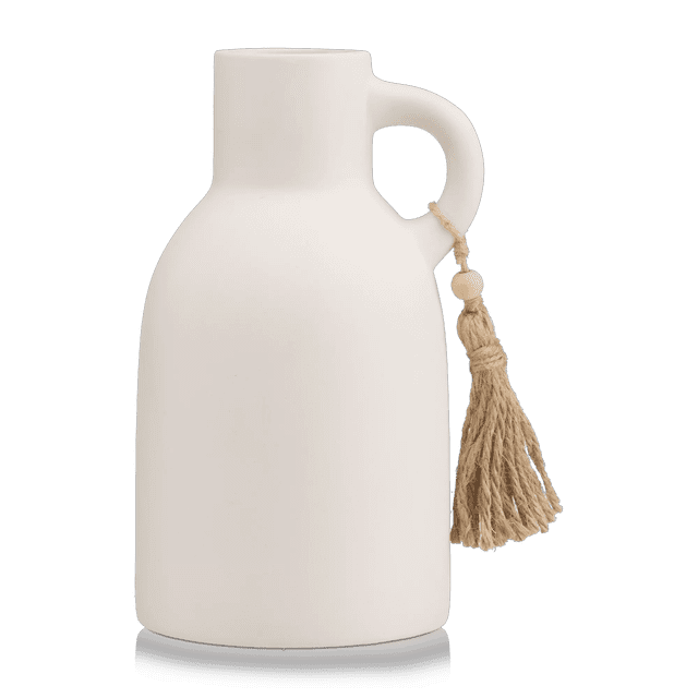 Bouclair Vase-Bouteille en Céramique Blanc avec Pompon