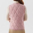 thumbnail image 4 of Womens Quilted Vest Stand Collar Lightweight Resin Button Fleece Vest Gilet, 4 of 6