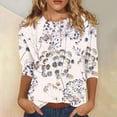 thumbnail image 2 of Haut Tunique à Manches 3/4 Imprimé pour Femme, Col Ras du Cou, Blouse Décontractée, T-Shirt pour Usage Quotidien, 2 of 5