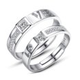 thumbnail image 1 of 2Pcs/set Men Women Couples Rings Wedding Party Crystal Letters crystal rings Cuff Ring Love Matching Jewelry, 1 of 7