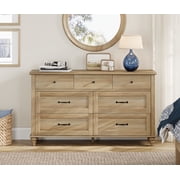 WAMPAT 7-Drawer Dresser - Wide Wooden Chest of Drawers Kids Dresser, Perfect for Bedroom, Kids' Room, and Living Room Storage, Oak (54" Wide)