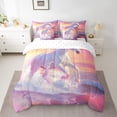 thumbnail image 2 of YST White Horse 7-Piece Chic Galloping Animal Bedding Set, Queen, Pink Cloud, 2 of 6