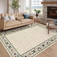 thumbnail image 1 of Garvee 5x7 Modern Bordered Area Rugs Floral Print Rug, Ultra-Soft Low Pile Non Slip Carpet Washable Stain Resistant Rug for Living Room Bedroom Home Office, Beige, 1 of 8