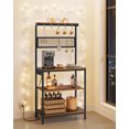 thumbnail image 1 of Bakers Rack with Charging Station, 80 cm Coffee Bar with Adjustable Storage Shelf, Microwave Stand, Grid Panel, 12 Hooks, for Kitchen, Rustic Brown and Ink Black, 1 of 8