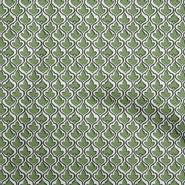 oneOone Velours Vert Tissu Ogee Matière de Robe Tissu Imprimé Tissu au Mètre 58 Pouces de Large