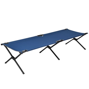Gymax Lit de Camp Pliant et Lit Robuste pour Adultes et Enfants avec Sac de Transport 300 Lb Bleu