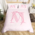 thumbnail image 2 of Erosebridal Housse de Couette à Nœud pour Lit Simple pour Ados, Literie Lettre Initiale m Taille Simple, Décor Monogrammé, Réversible, 2 of 7