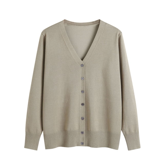 Dvkptbk Women’s Plus Oversize Sweater Cardigan Open Front Cardigan Button Knitted Cardigan Outwear Spring And Fall V-neck Long Sleeve Cardigan