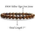 thumbnail image 2 of Natural Yellow Tiger Iron Handmade Gemstone 8mm Round Beads Elastic Bracelet 7" Unisex, 2 of 4