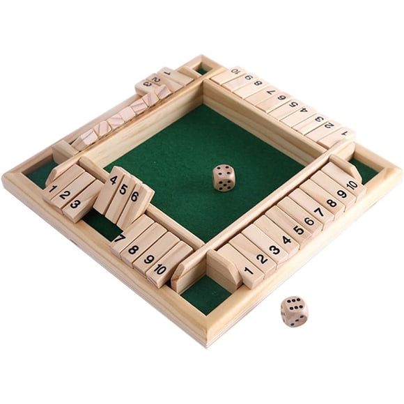 Jeu de Table en Bois de Luxe à 4 Joueurs Shut The Box, Plateau de dés Classique, Jouet