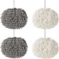 thumbnail image 1 of 2 Pack Fuzzy Ball Towel White and Gray Fast Drying Handball Absorbent Soft Towel for Kitchen Hand Towels for Bathroom Decorative Set Chenille Hanging Hand Towels, 1 of 9