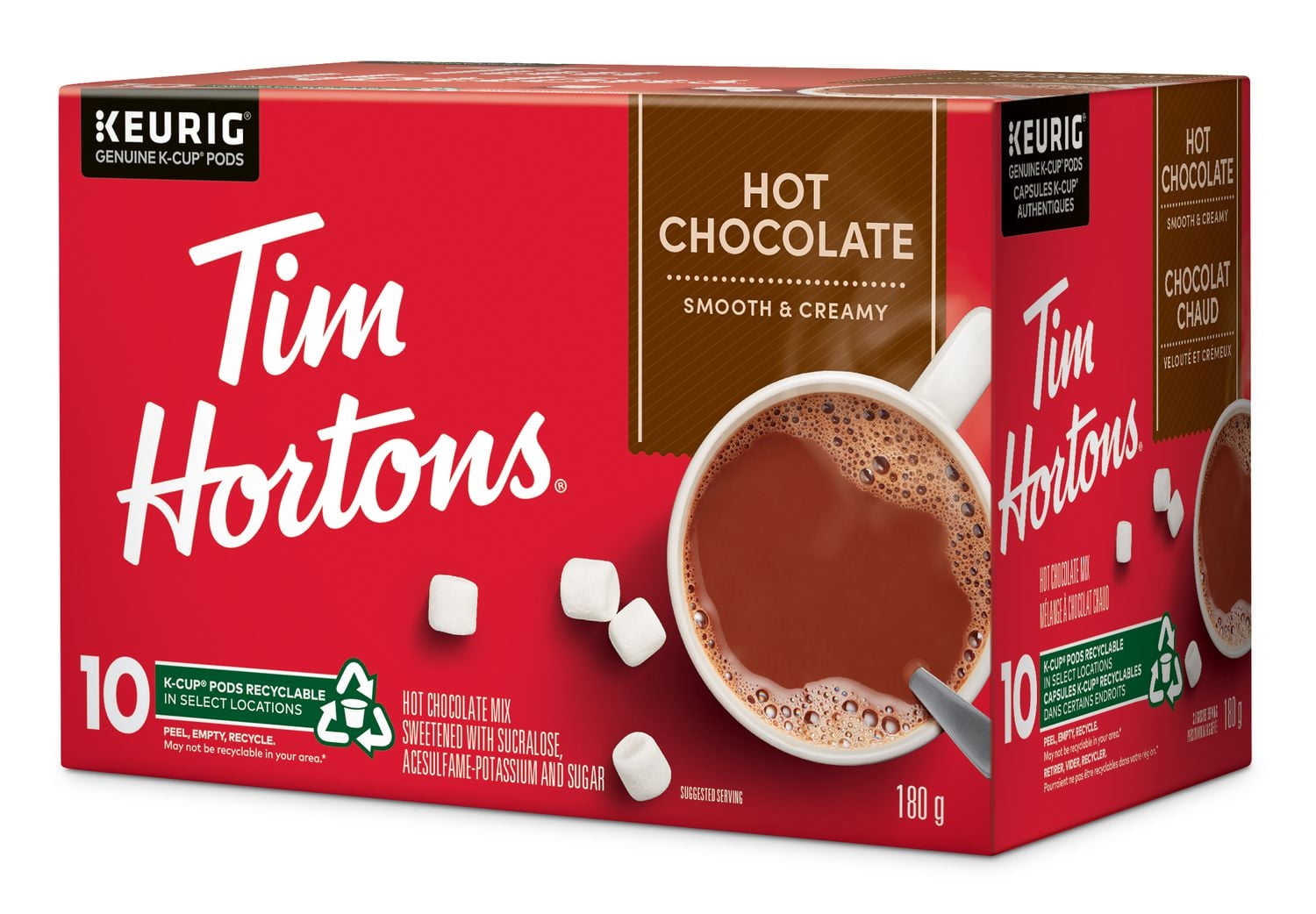 Tim Hortons Hot Chocolate K-Cups Pods, Single-Serve K-Cups, Compatible with Keurig Coffee Makers, Smooth & Creamy, 10 Count