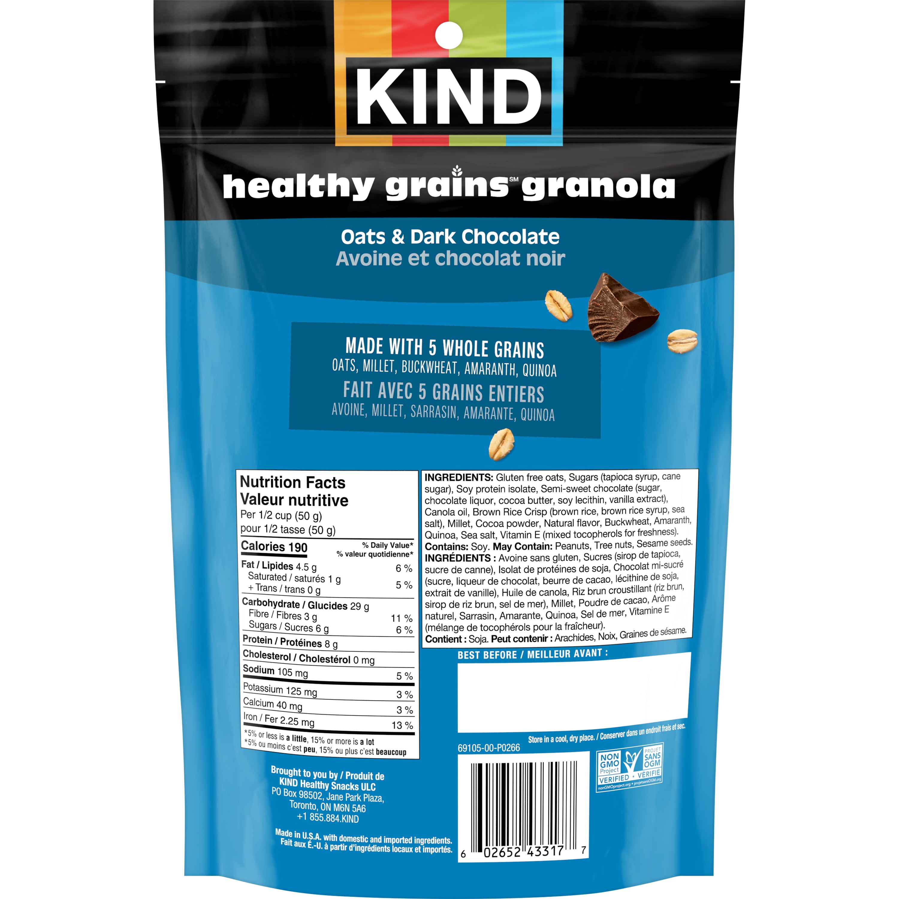 KIND Granola Avoine et chocolat noir, sac de 312 g
