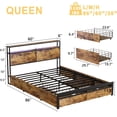 thumbnail image 2 of HAUSOURCE Queen Platform Bed Frame w/ Headboard, Drawers & Outlets, Brown, 2 of 7