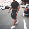 thumbnail image 2 of Kcodviy Men Summer Printed Short Mens Vested Suits Sleeve T Shirt Crew Party Suits for Men Neck Top Tether Shorts Men Summer Suits, 2 of 7