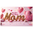 thumbnail image 1 of Glittery World's Best Mom Banner with Heart and Rope Elements Valentine's Day Party Decorations Backdrop Background Photography Props Family Gatherings Mom Appreciation Events, 1 of 4