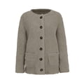 thumbnail image 4 of Fleece Cardigan Sweaters for Women Soft Long Sleeve Jacket with Pockets Button Down Open Front Fall Clothes, 4 of 5