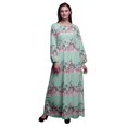 thumbnail image 1 of Bimba Moss Georgette Ranunculus & Chrysanthemum Floral Printed Womens Long Sleeve MaxiDressElastic Waist Gown-Small, 1 of 5