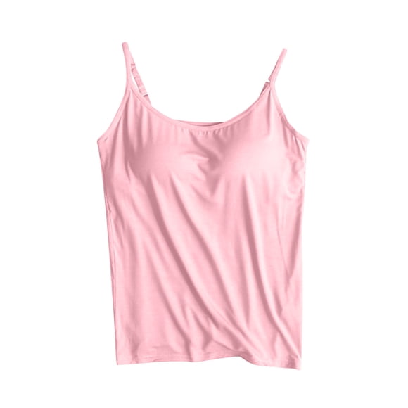 Besolor Women's Camisole Built-In Bra Spaghetti Straps Padded Active Yoga Tank Tops Casual Tops T-Shirts Underwear