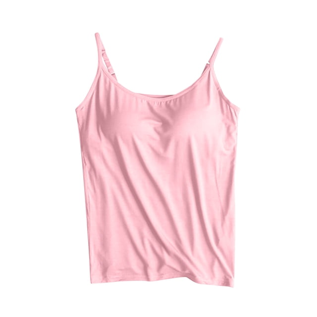 Timegard Camisoles pour Femmes avec Soutien-Gorge Intégré Débardeurs d'Été Sans Manches Bretelles Spaghetti Ajustables