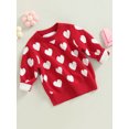 thumbnail image 3 of Chandails en Tricot pour Bébé Fille de la Saint-Valentin avec Imprimé Cœur Mignon Manches Longues Col Rond, 3 of 8