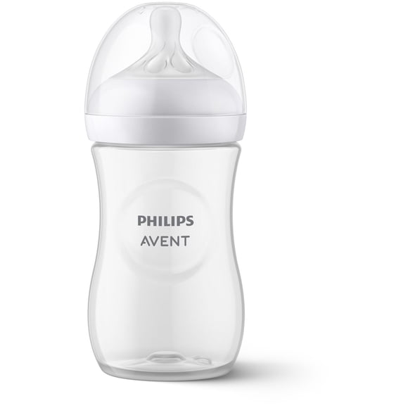 Philips Avent Natural Baby Bottle with Natural Response Nipple, Clear, 9oz Bottle, SCY903/01