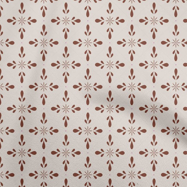 oneOone Viscose Chiffon Beige Fabric Asian Block Craft Projects Decor Fabric Printed By The Yard 42 Inch Wide