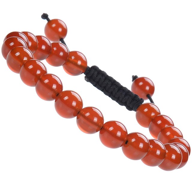 Natural Healing Power Gemstone Crystal Beads Unisex Adjustable Macrame Bracelets 8mm,Carnelian