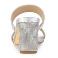 thumbnail image 3 of BLISSFUL STEP Women's Rhinestone Square Toe Chunky Block Heel Slides Sandals, 3 of 5