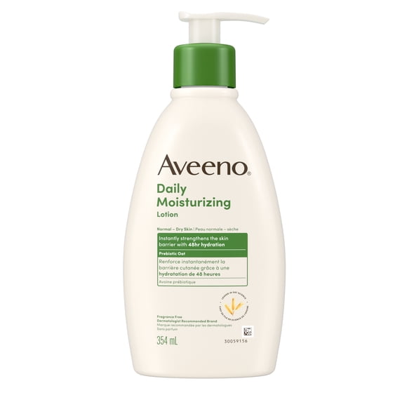 Aveeno Daily Moisturizing Lotion, Dry Skin, Non-Comedogenic, Prebiotic Oat, Daily Moisturizer, Fragrance Free