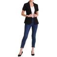 thumbnail image 2 of INSPIRE CHIC Women's Blazer Notch Lapel One Button Short Sleeve Suit Jacket Black M, 2 of 6