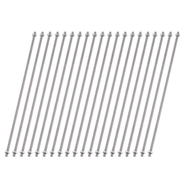 Unique Bargains 20 PCS 8/32 Inch M4 Threaded Rods Studs with Hex Nuts, 300mm Length 304 Stainless Steel Fully Rod and Hex Nuts