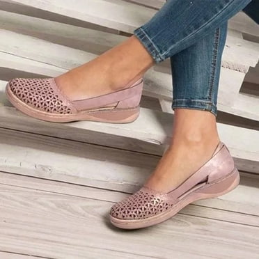 Cameland Sandales Décontractées d'Été pour Femme, Plates, Couleur Unie, à Oeillets