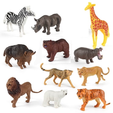 Meitianfacai Simulation Plastic Wild Animals Model, Mini Animals Statue Ornaments, Realistic Wild Zoo Animals Figurines, Wild Animals Toys Birthday Christmas Gifts for Kids Toddler