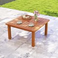 thumbnail image 2 of Gymax Table Basse de Patio avec Trou pour Parasol, Plateau à Lattes et Fini à l'Huile de Teck, 2 of 10