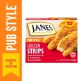 thumbnail image 1 of Languettes de poulet de style pub Janes® dans un emballage économique, 1,5 kg, escalopes de poulet panées et congelées. Contient : Viande blanche. 1.5 kg, 1 of 10
