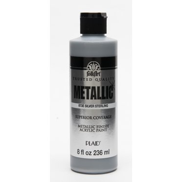 Folkart Metallic Acrylic Paint Silve, 8 fl oz