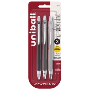 Uniball™ Jetstream RT Stylo à bille, point fin (0.7mm), Noir, paquet de 3