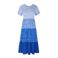 thumbnail image 5 of FAIWAD Robes Maxi d'Été pour Femmes à Manches Courtes à Paillettes Colorblock 2024 Vacances Tendance Fluides avec Poches Robe, 5 of 5