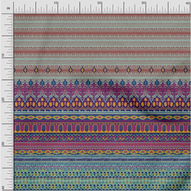 Soimoi Poly Georgette Fabric Geometric,Leaves & Floral Panel Print Fabric by The Yard 42 Inch Wide