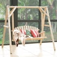 thumbnail image 3 of Gymax Wooden Porch Swing Outdoor Patio Rustic Torched Log Curved Back Bench A-Frame, 3 of 8